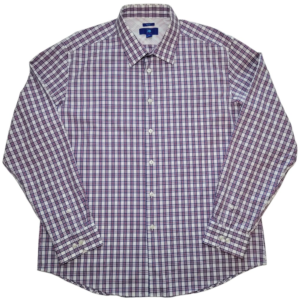 Egara Mens NonIron Slim Fit Plaid Dress Shirt Xl Preppy Academia